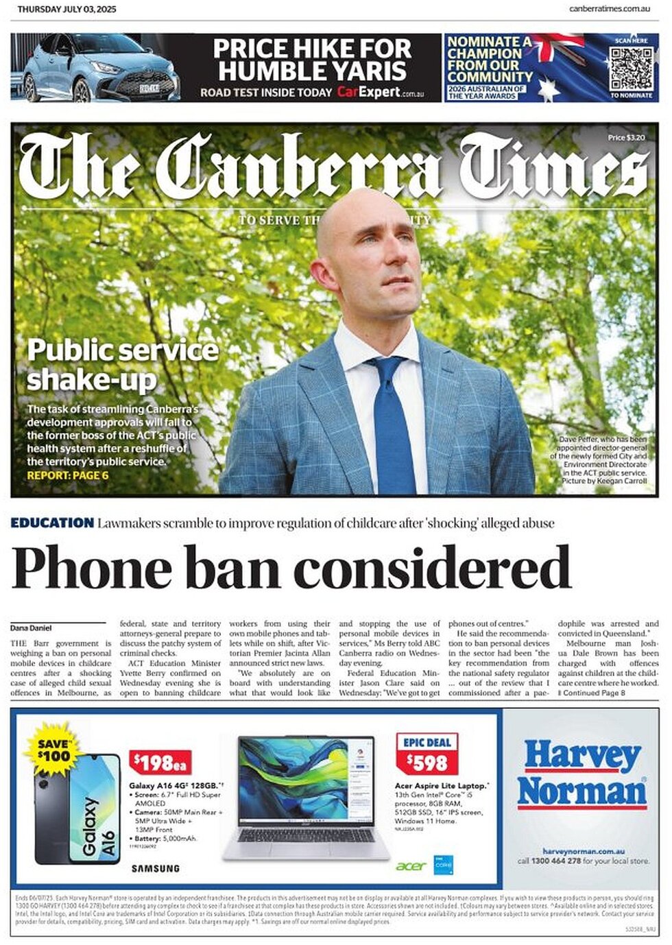The Canberra Times - Front Page - 07/03/2025