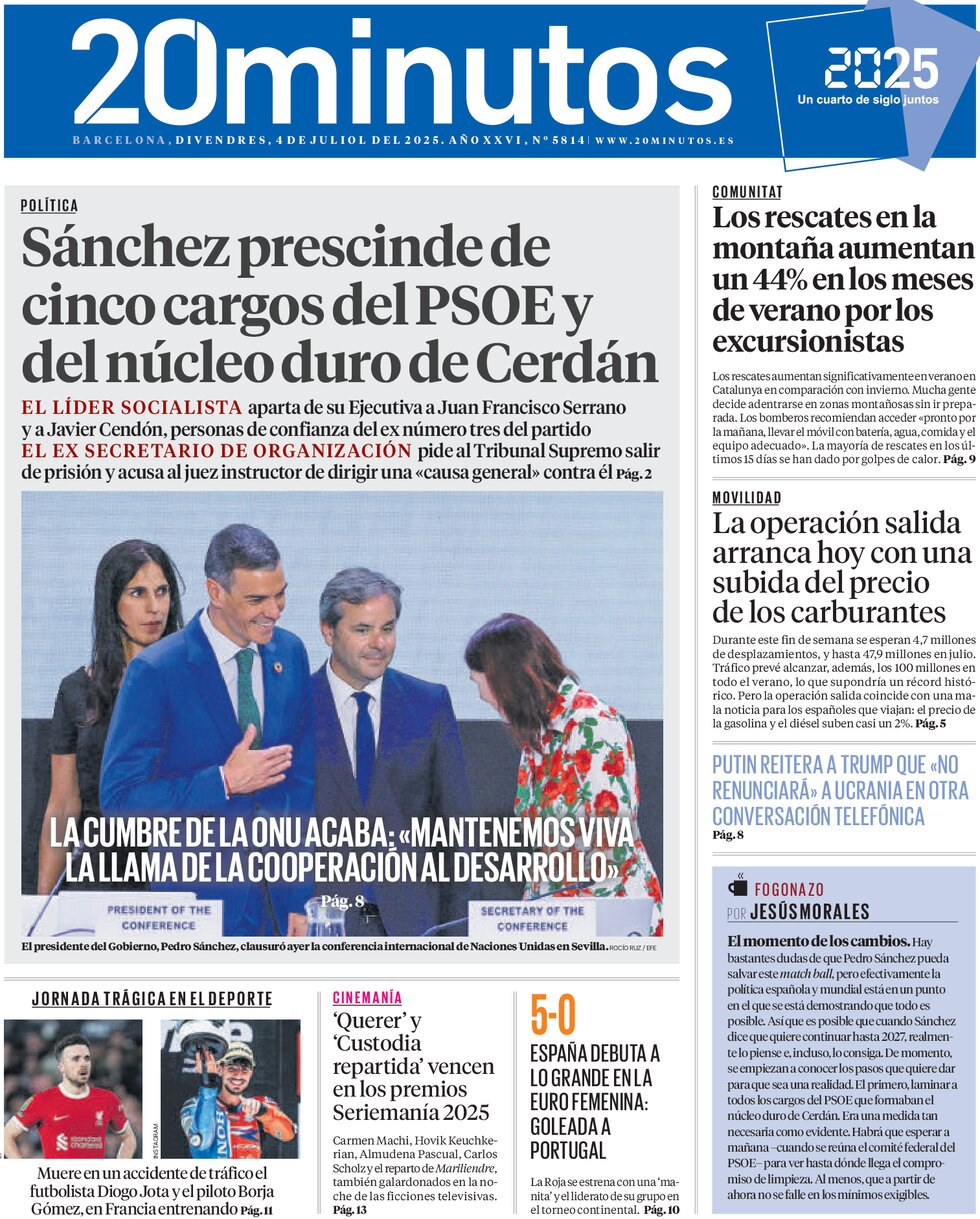 20 minutos (Barcelona) - Front Page - 07/04/2025