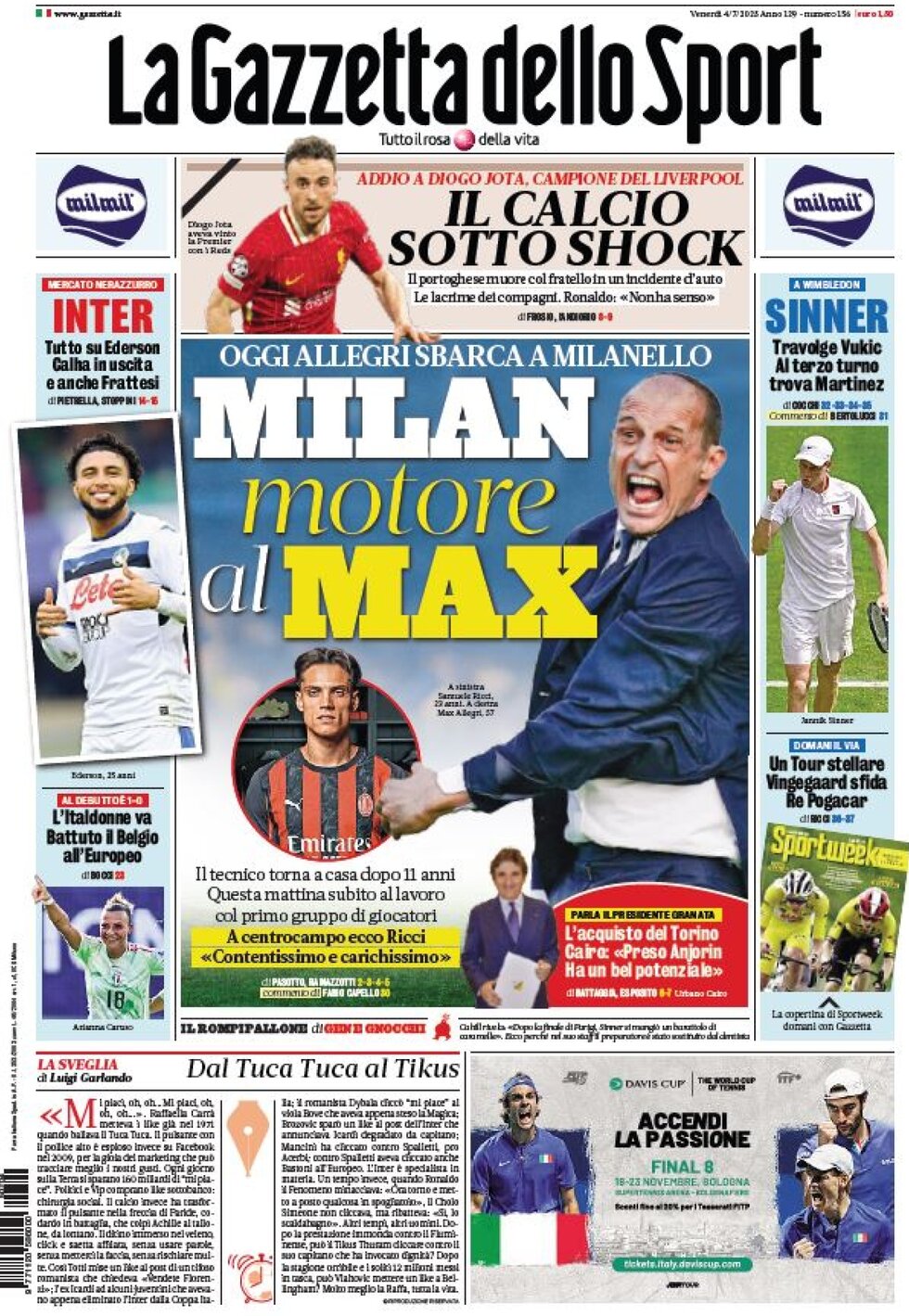 La Gazzetta dello Sport - Front Page - 07/04/2025