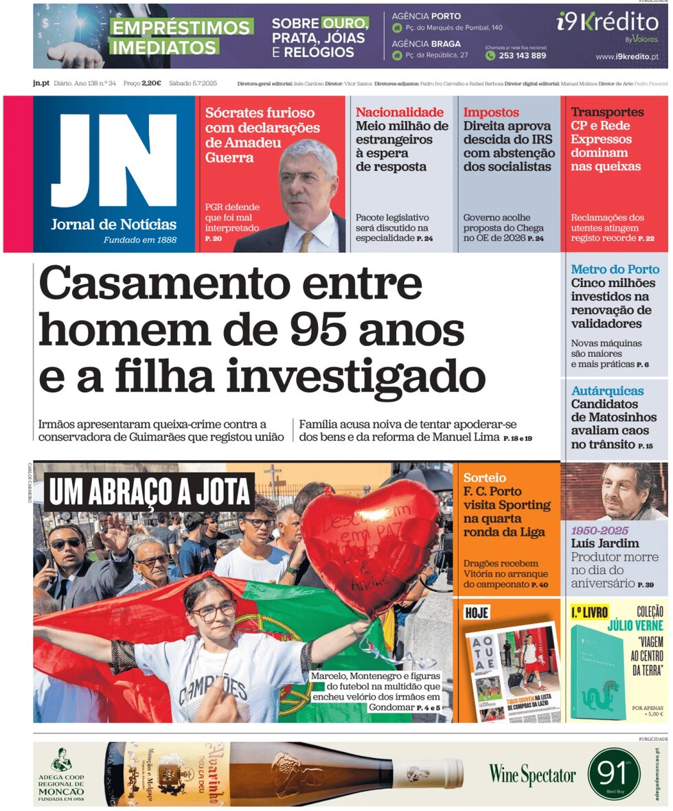 Jornal de Notícias - Front Page - 07/05/2025