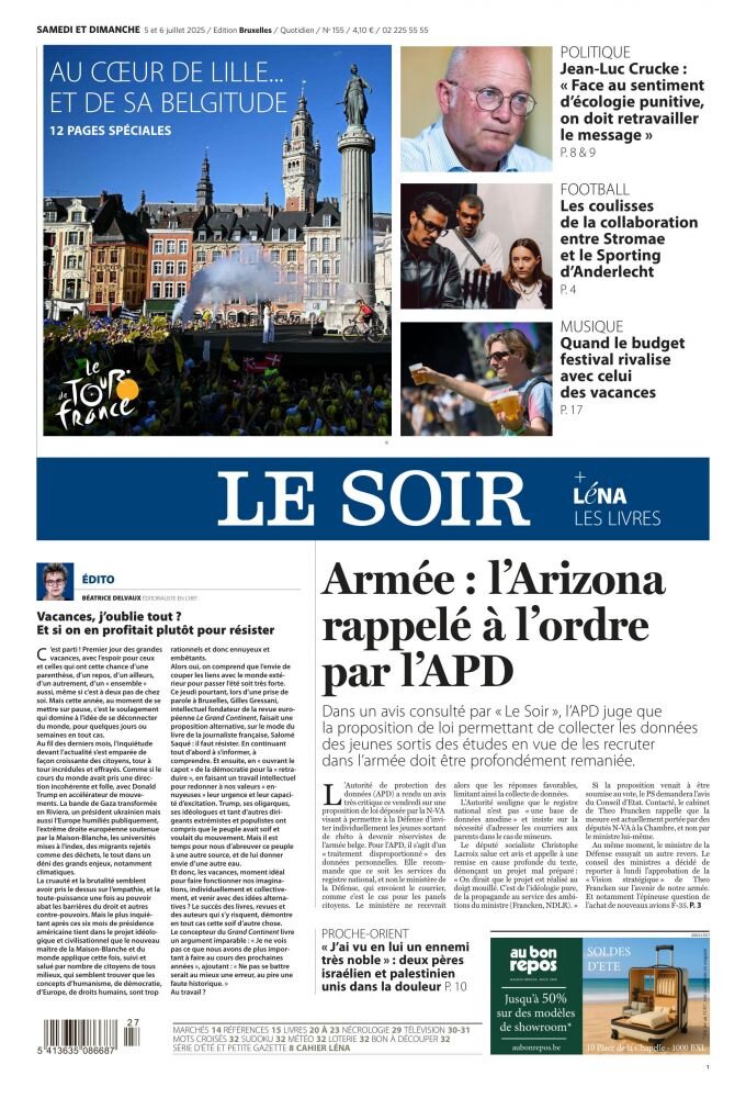 Le Soir - Front Page - 07/06/2025