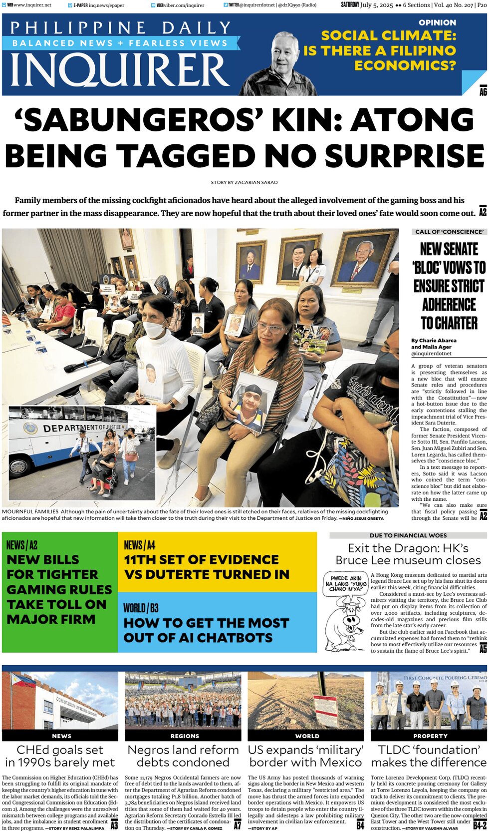 Philippine Daily Inquirer - Front Page - 07/05/2025