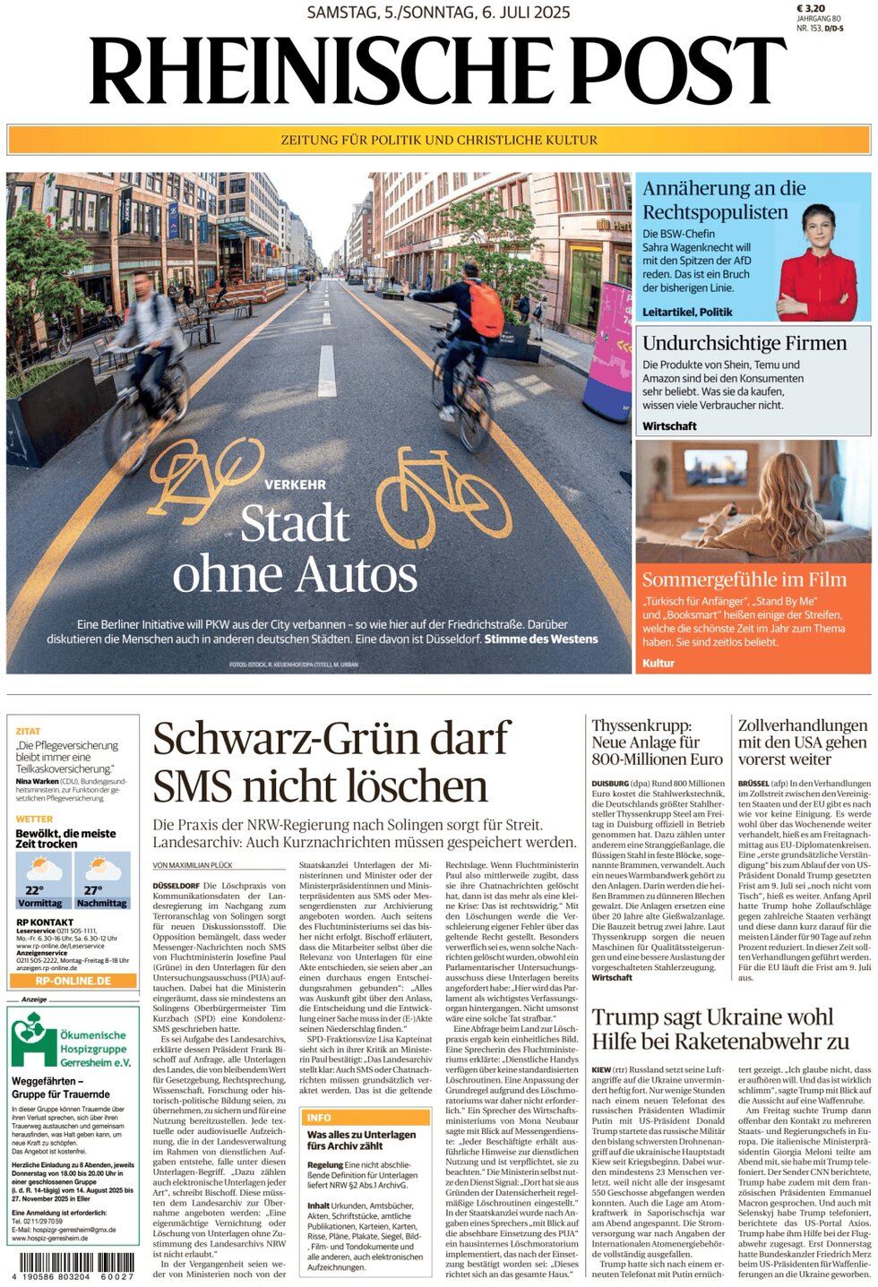 Rheinische Post - Front Page - 07/05/2025