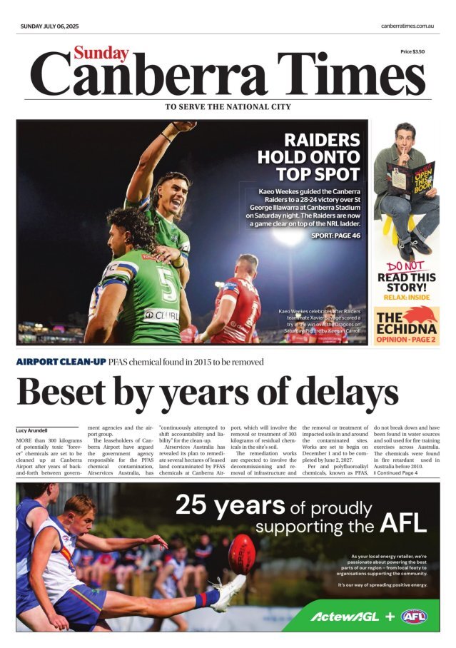 The Canberra Times - Front Page - 07/06/2025