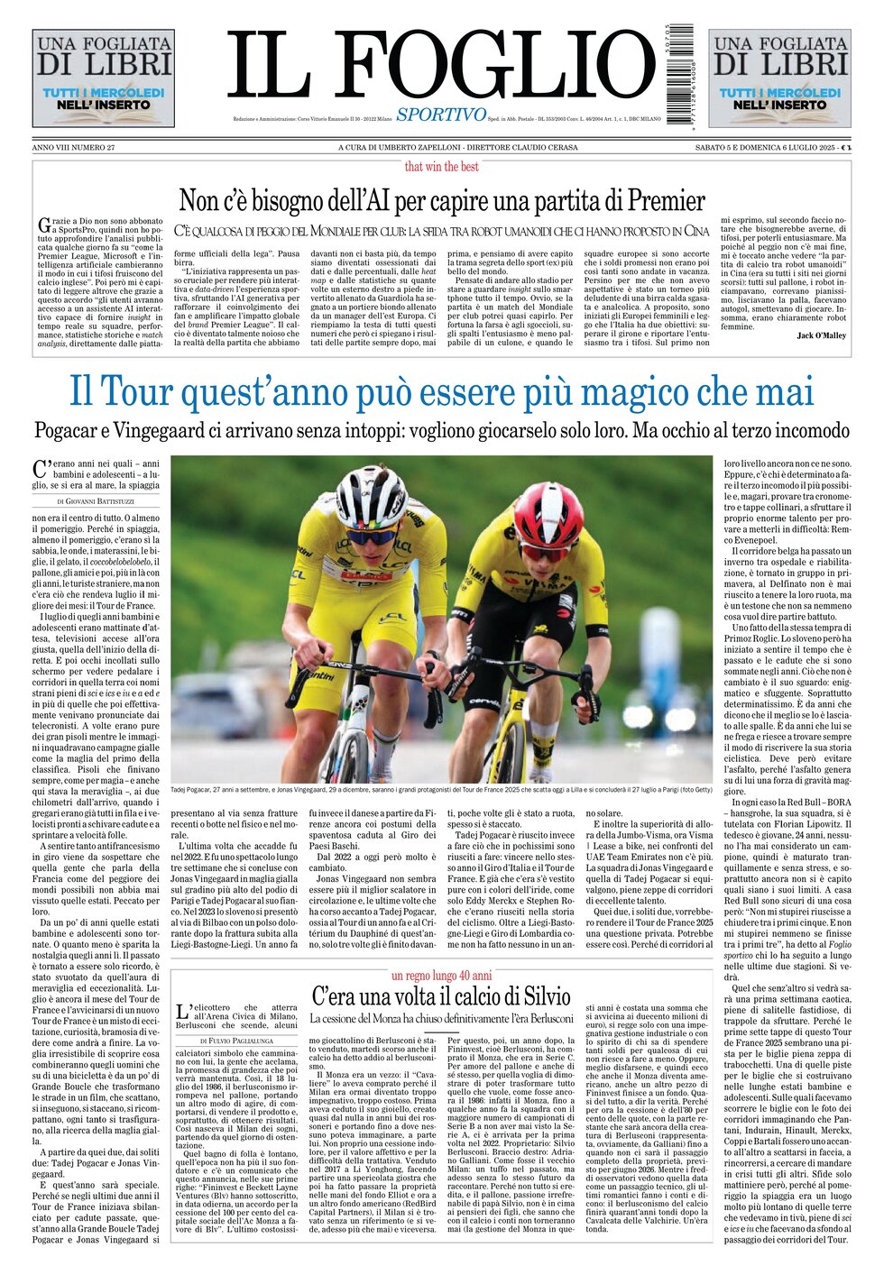 Il Foglio Sportivo - Cover - 07/06/2025