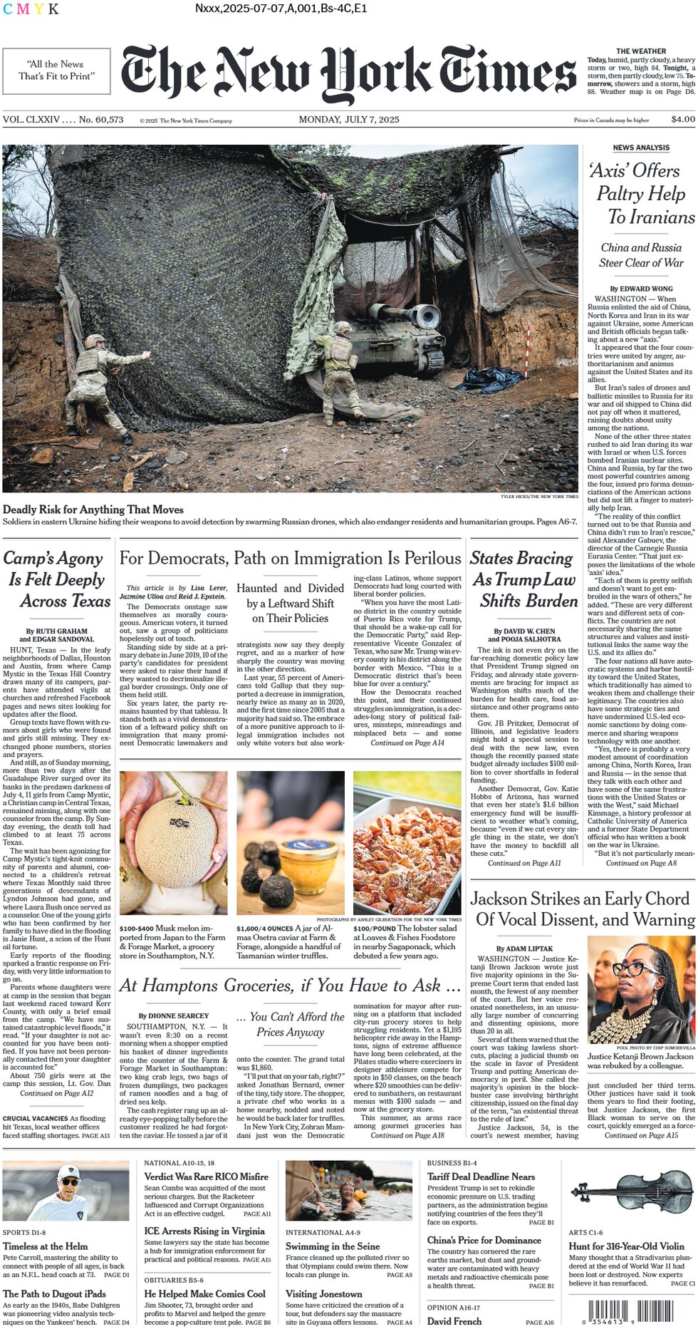 The New York Times - Today's Front Page, 07/07/2025
