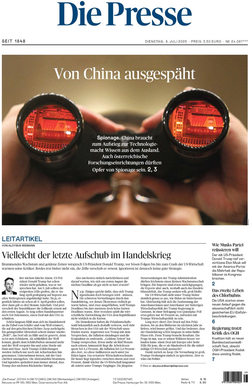 Die Presse - Front Page - 07/08/2025