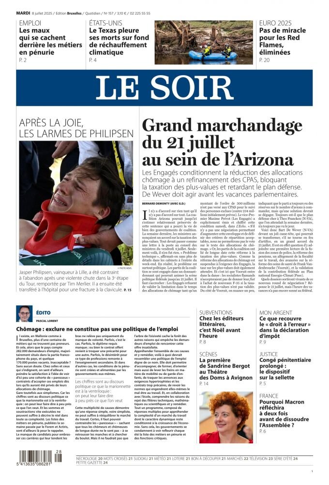 Le Soir - Front Page - 07/08/2025