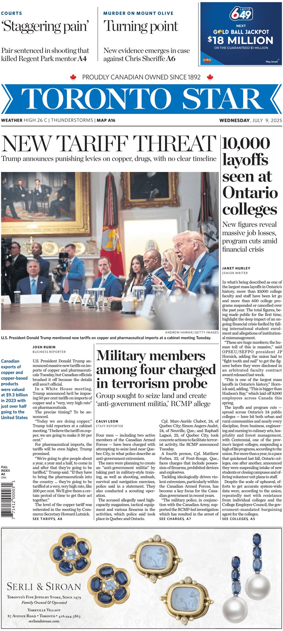 Toronto Star - Front Page - 07/09/2025