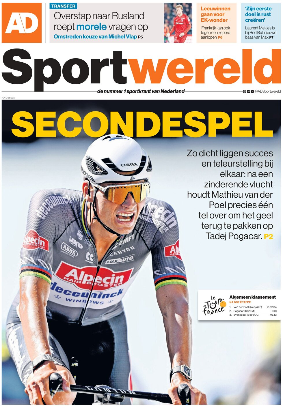 AD Sportwereld - Front Page - 07/11/2025