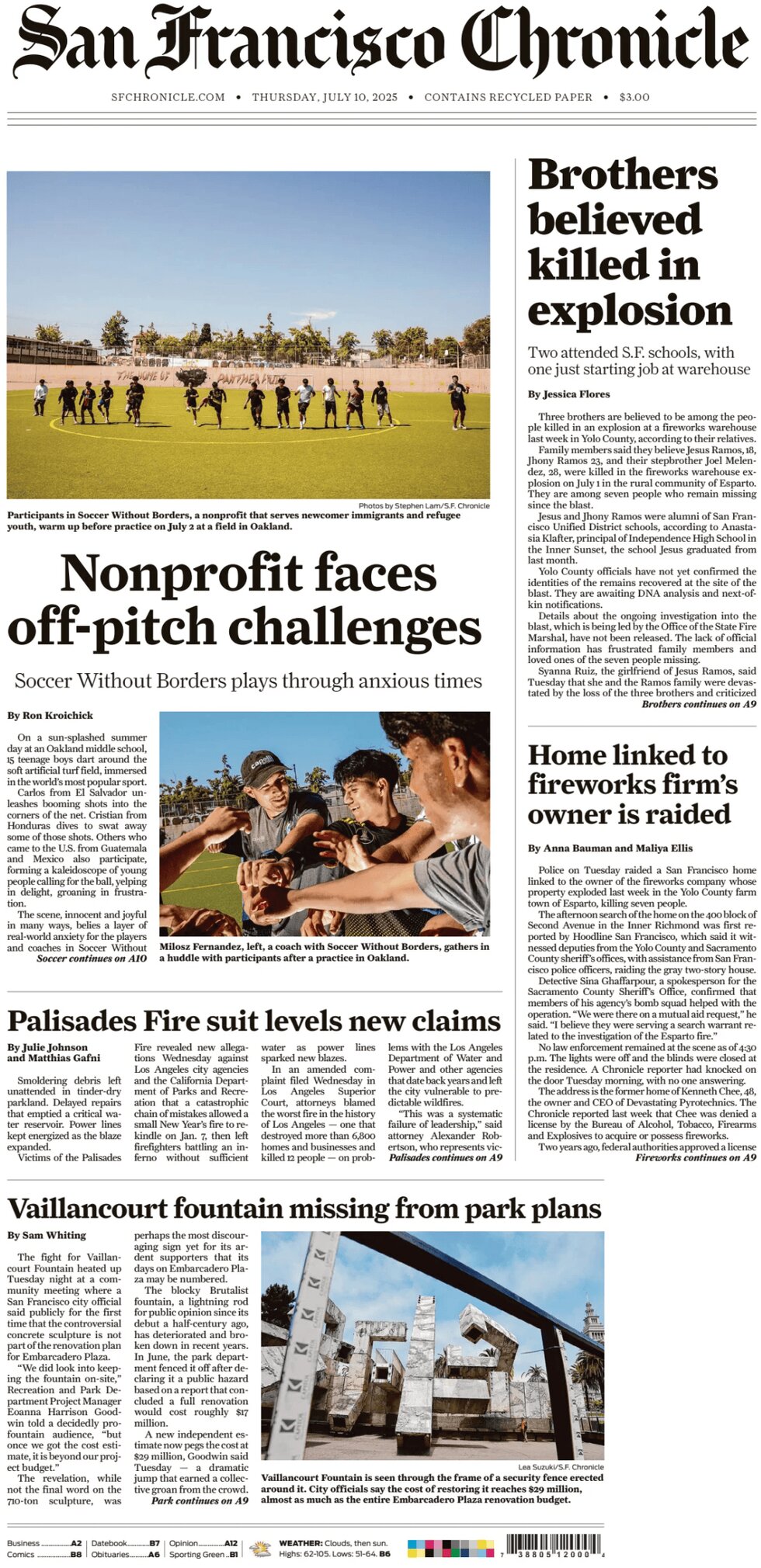 San Francisco Chronicle - Cover - 07/10/2025