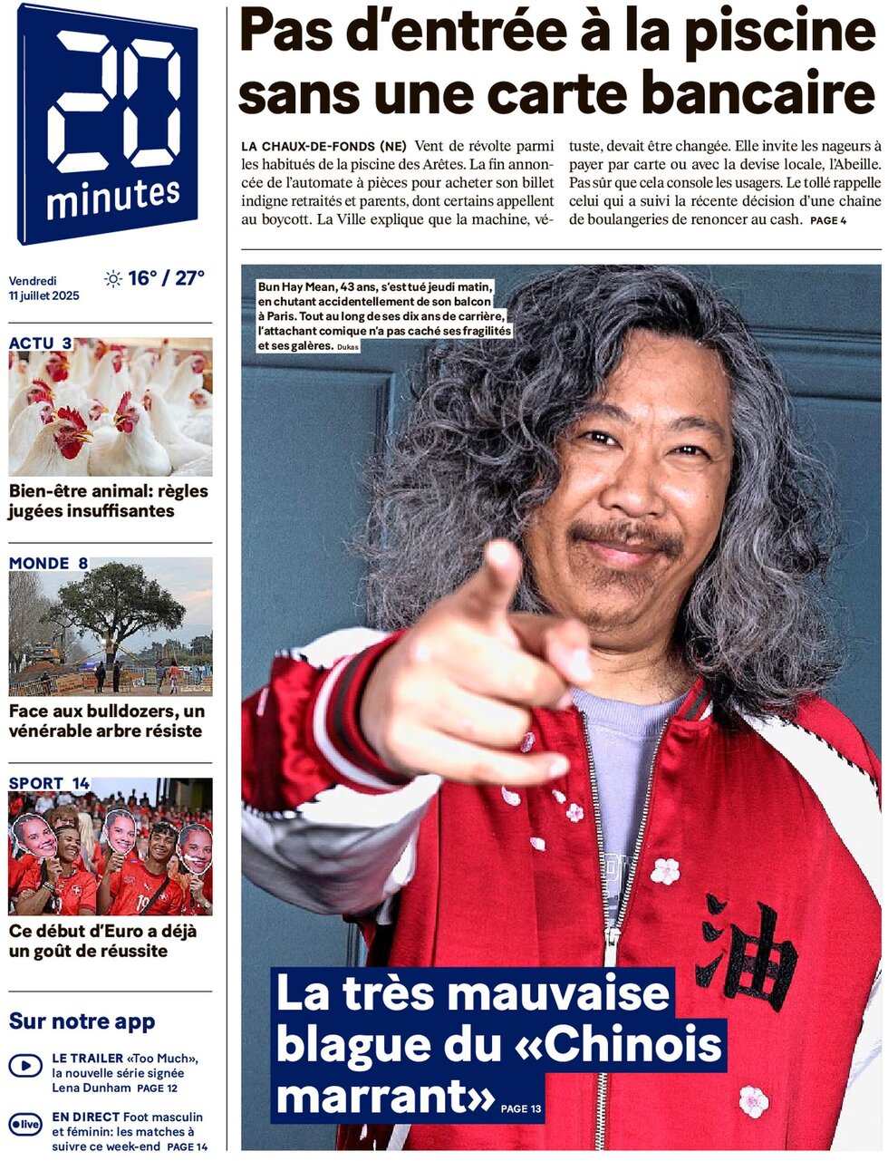 20 Minutes - Front Page - 07/11/2025