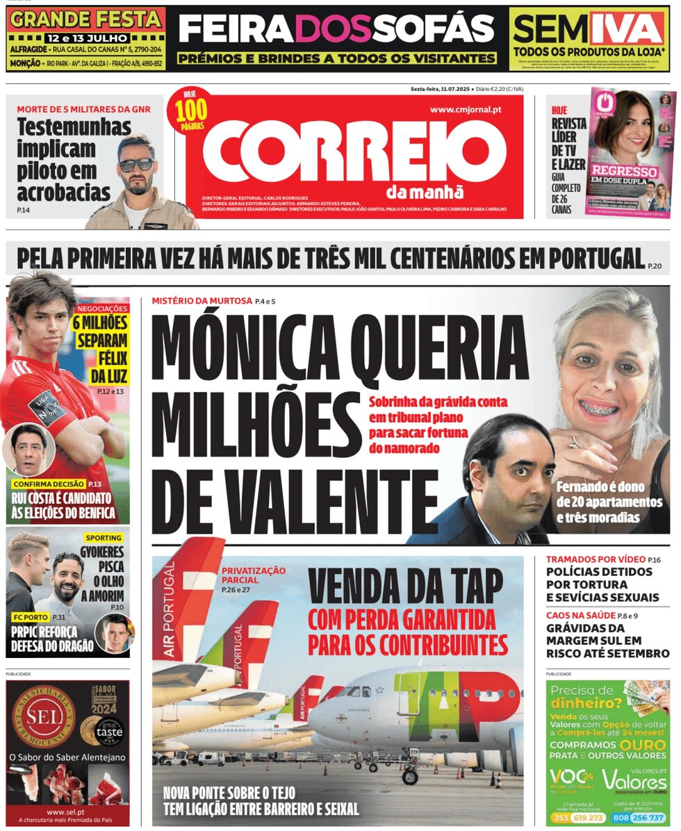 Correio da Manhã - Front Page - 07/11/2025
