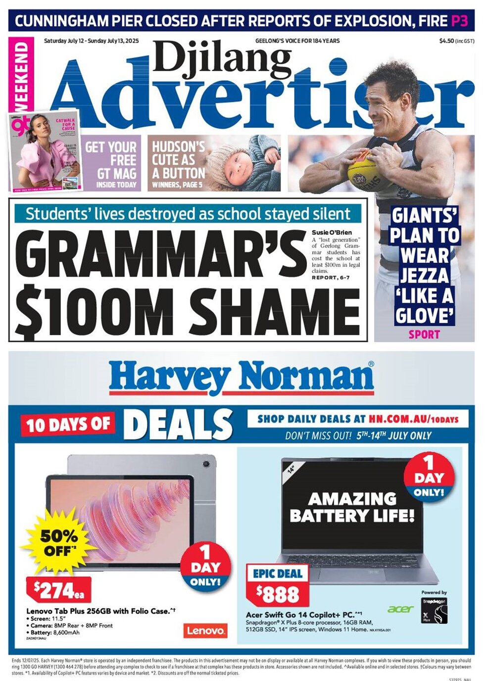 Geelong Advertiser - Front Page - 07/13/2025