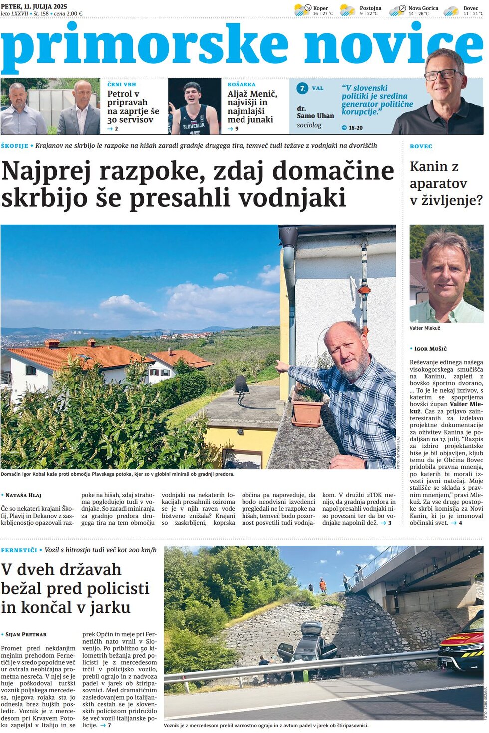 Primorske Novice - Front Page - 07/11/2025