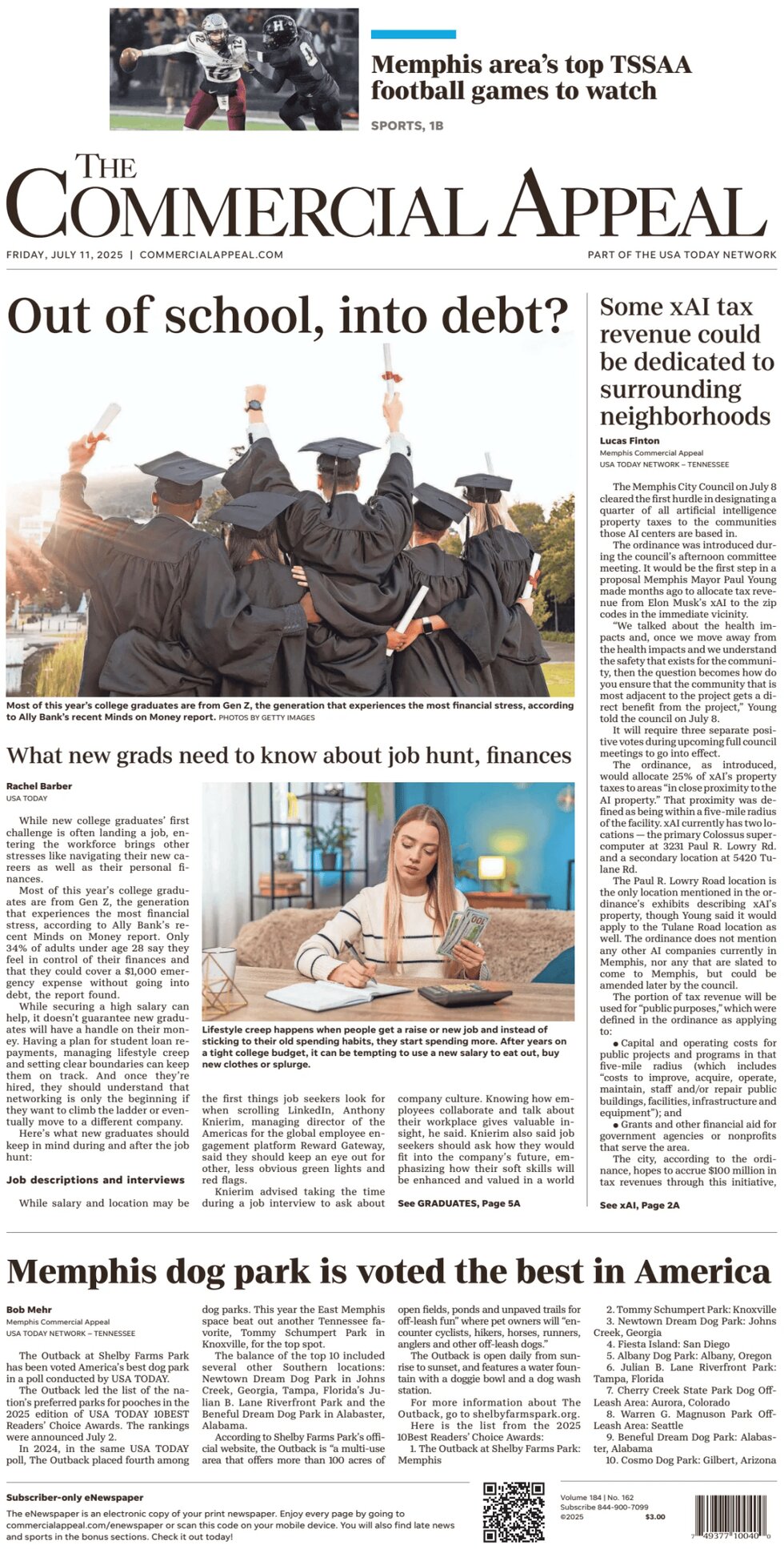 The Commercial Appeal - Cover - 07/11/2025