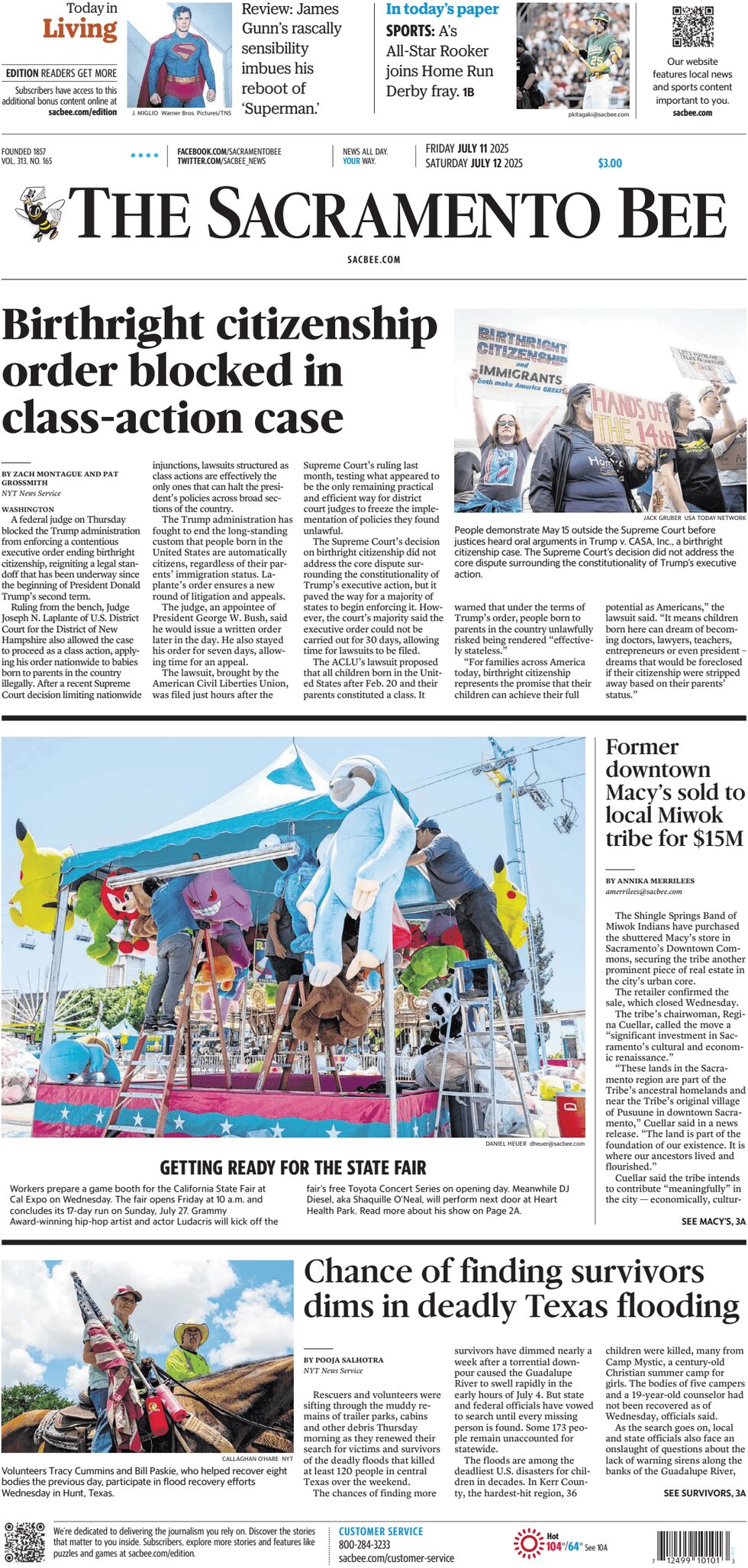 The Sacramento Bee - Cover - 07/11/2025