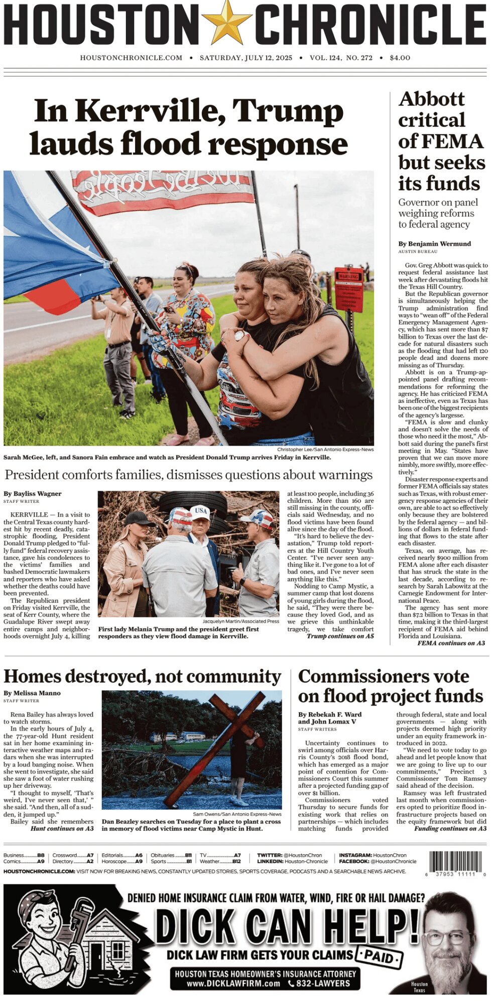 Houston Chronicle - Cover - 07/12/2025