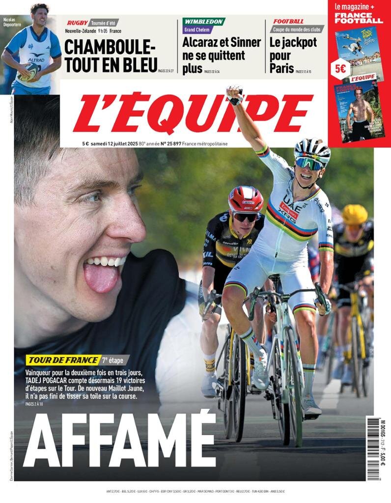 L'Equipe - Front Page - 07/12/2025