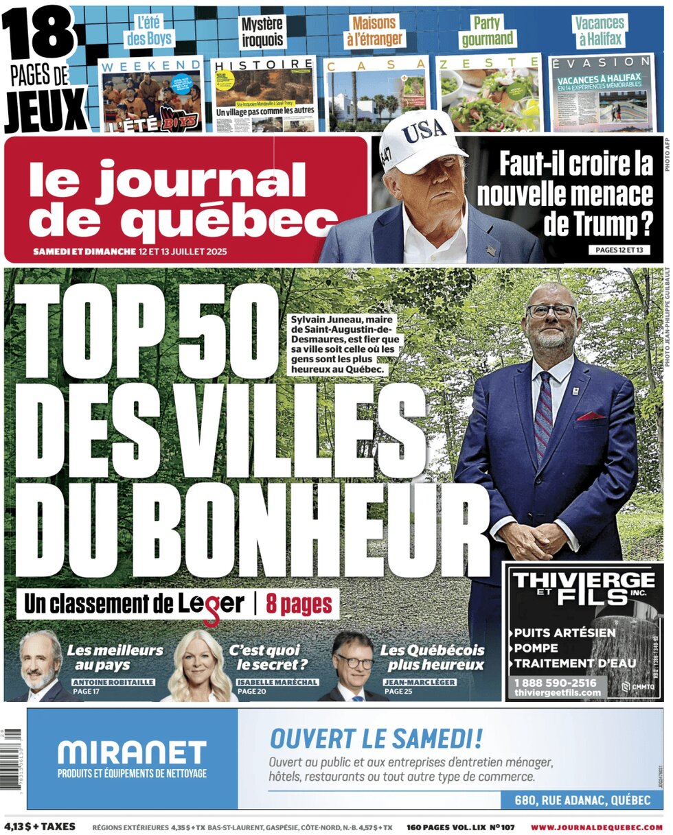 Le Journal de Québec - Front Page - 07/12/2025