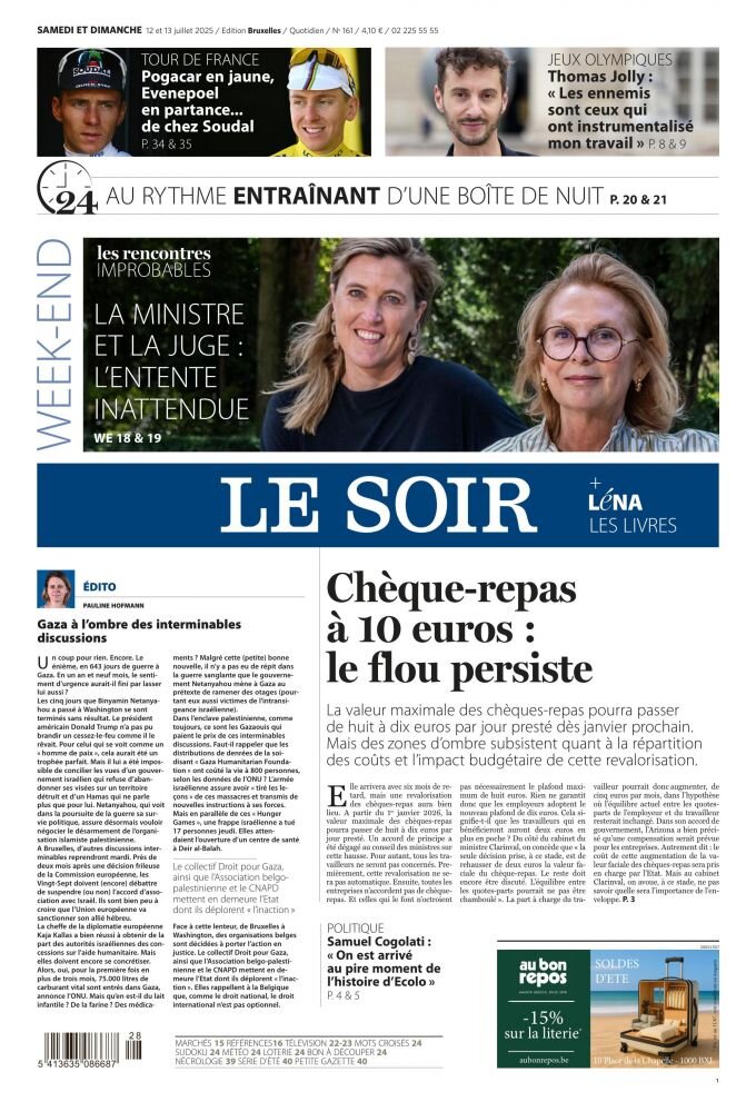 Le Soir - Front Page - 07/13/2025