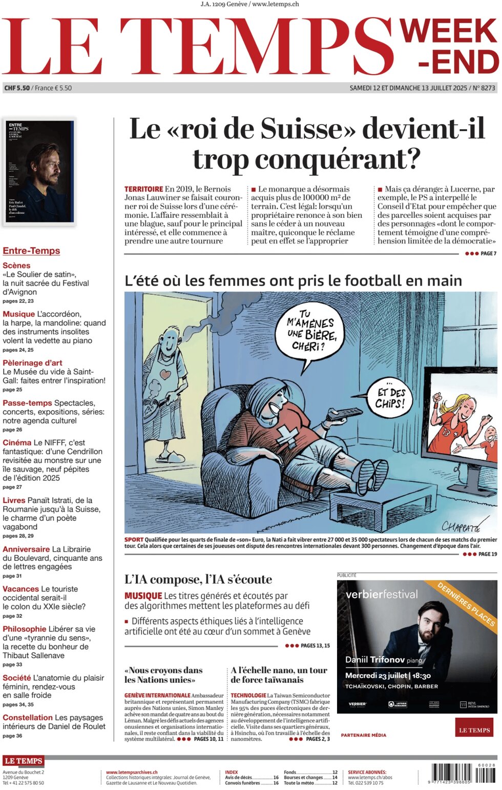 Le Temps - Front Page - 07/13/2025