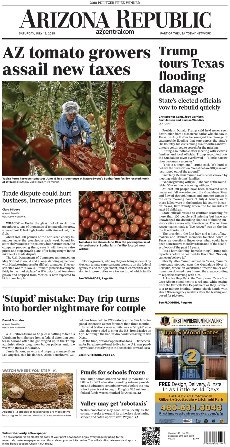 The Arizona Republic - Cover - 07/12/2025