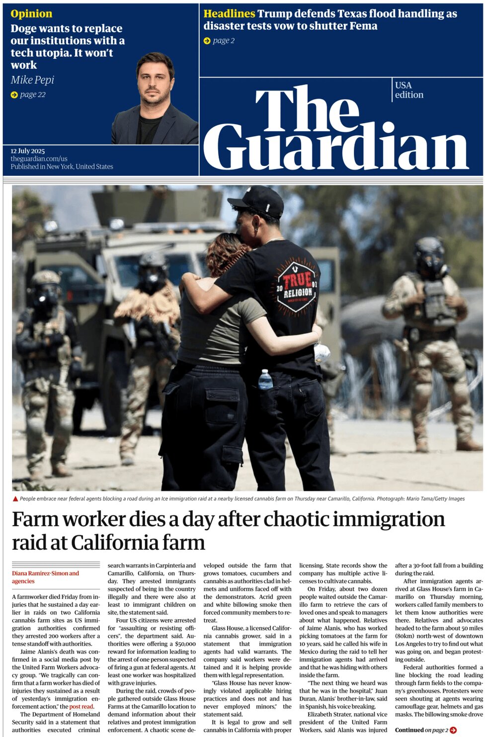 The Guardian US - Cover - 07/12/2025
