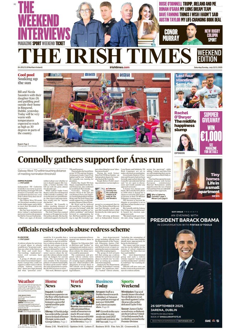 The Irish Times - Front Page - 07/13/2025