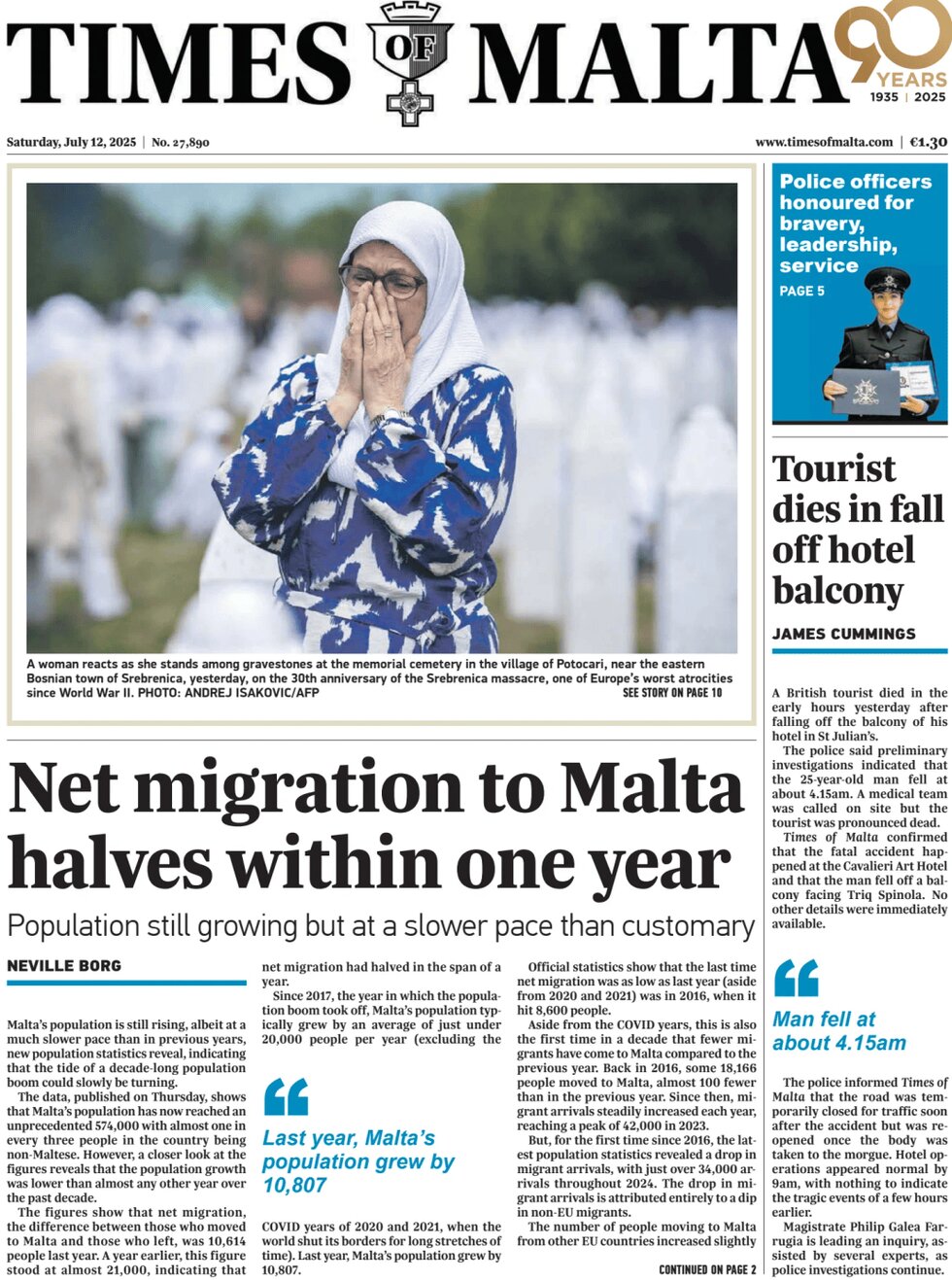 Times of Malta - Front Page - 07/12/2025