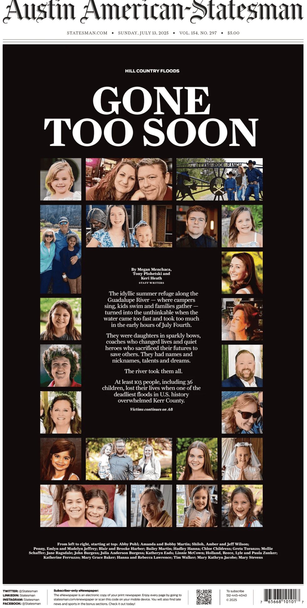Austin American-Statesman - Cover - 07/13/2025