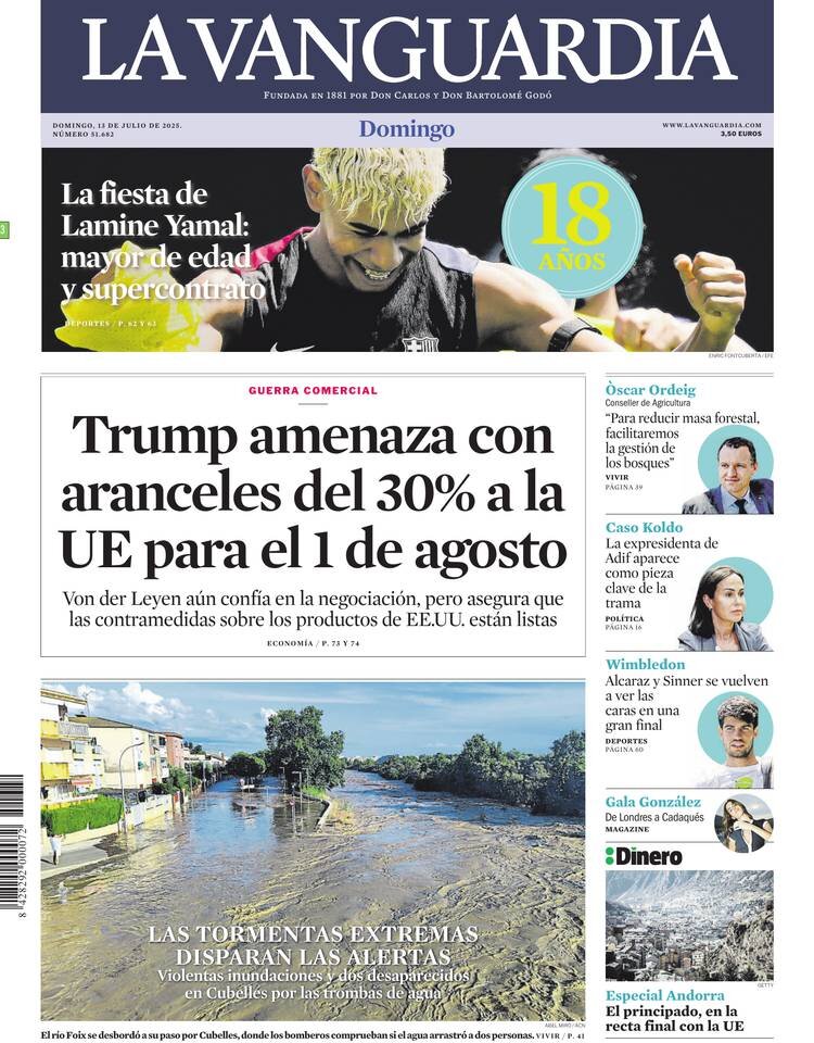 La Vanguardia - Front Page - 07/13/2025
