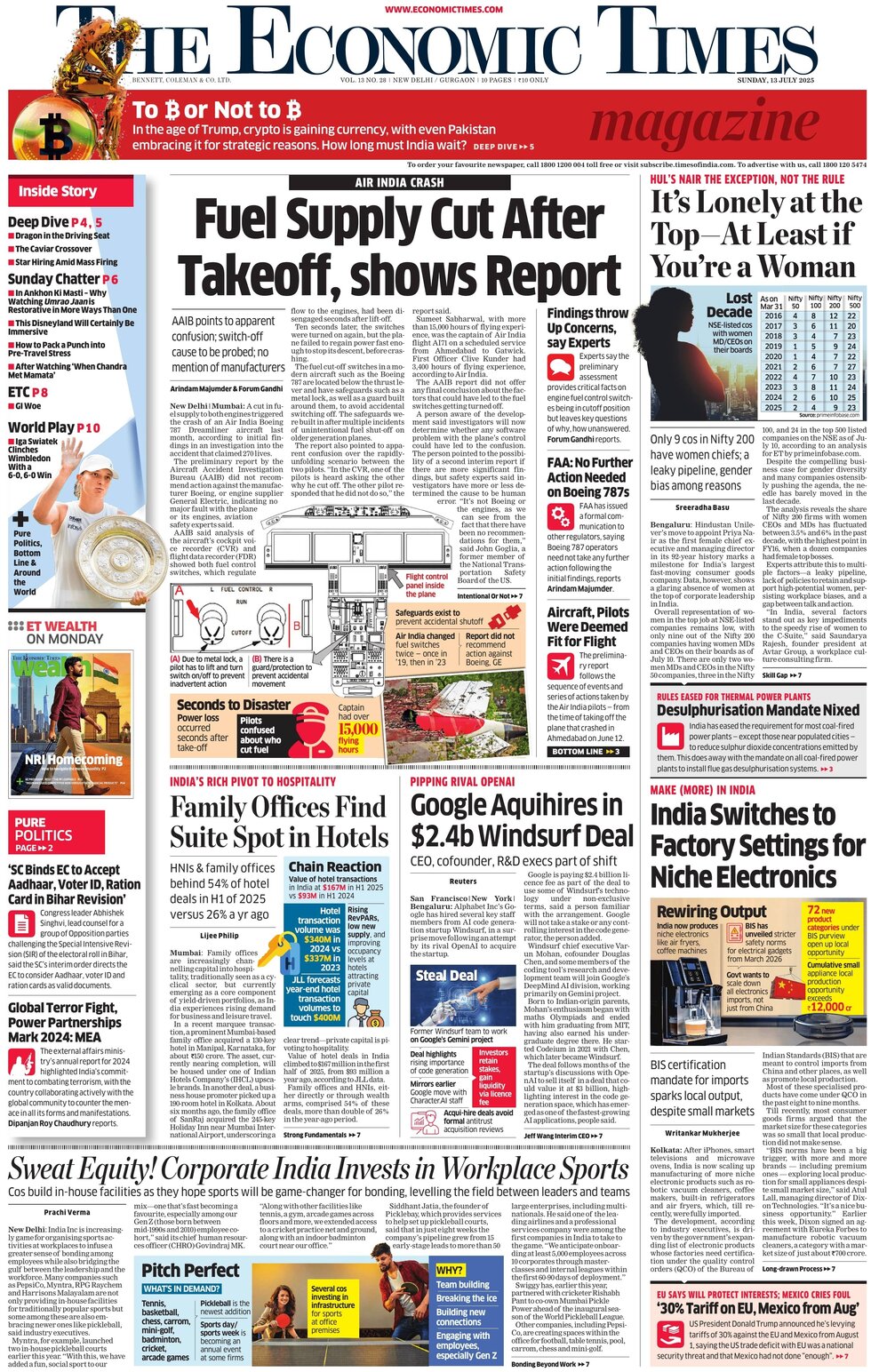 The Economic Times - Front Page - 07/13/2025