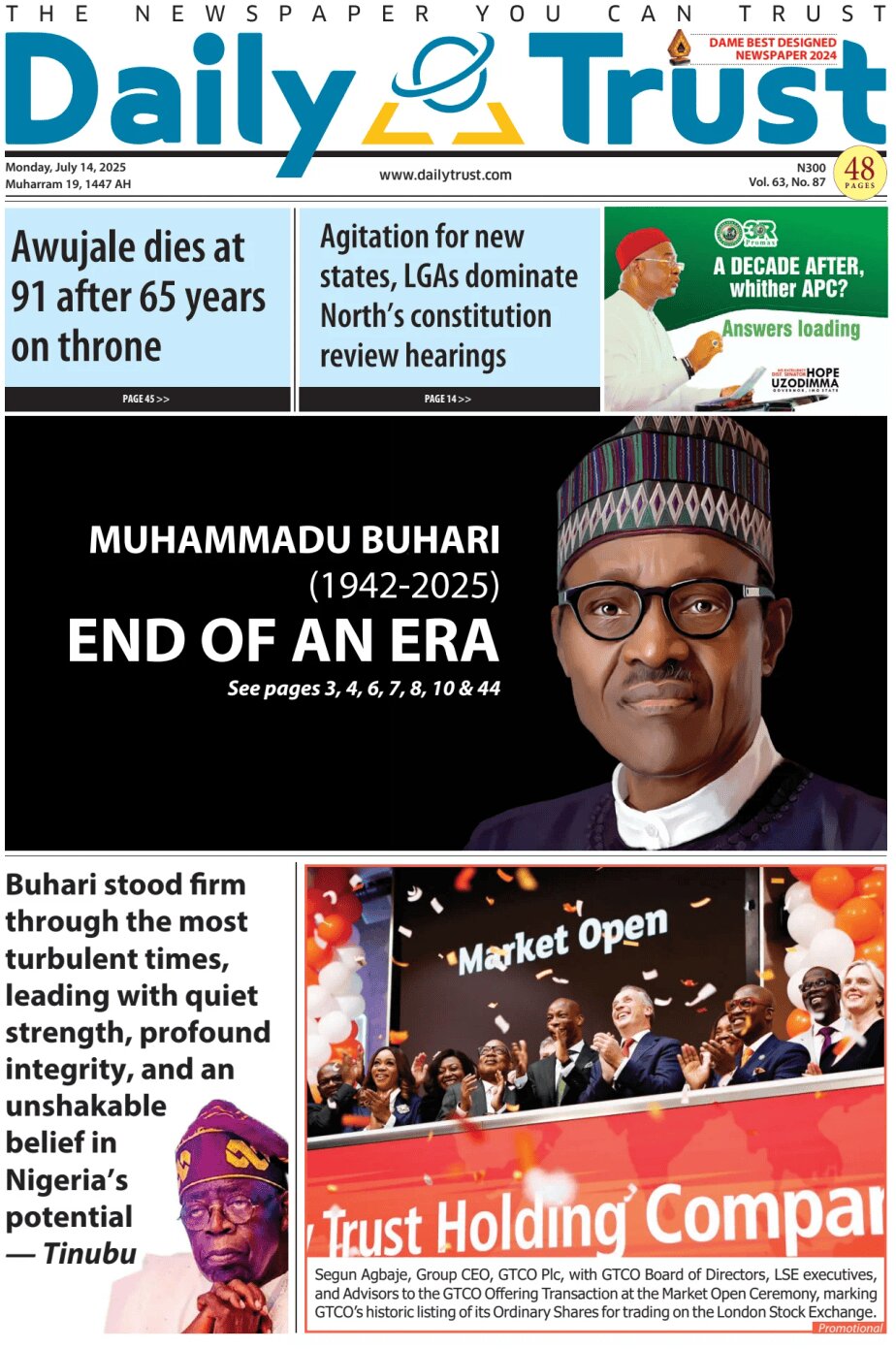 Daily Trust - Front Page - 07/14/2025