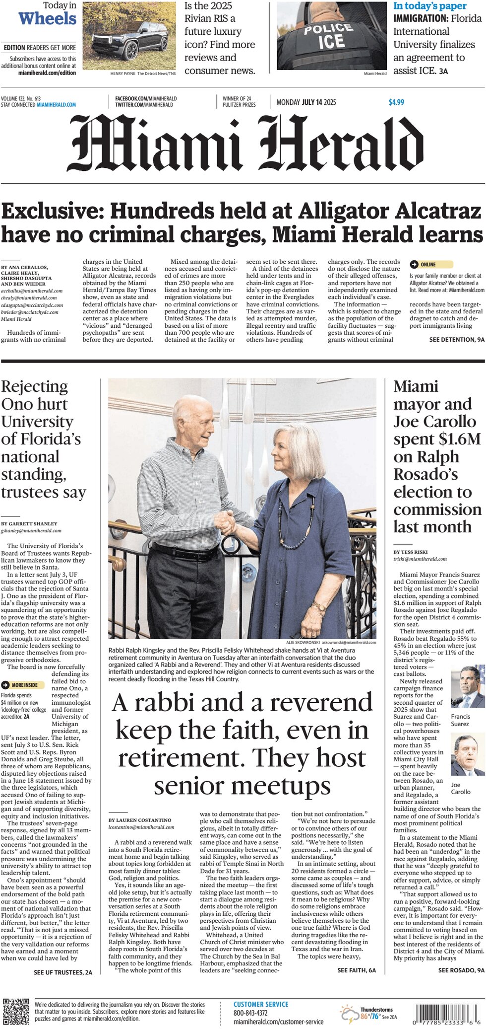 Miami Herald - Cover - 07/14/2025