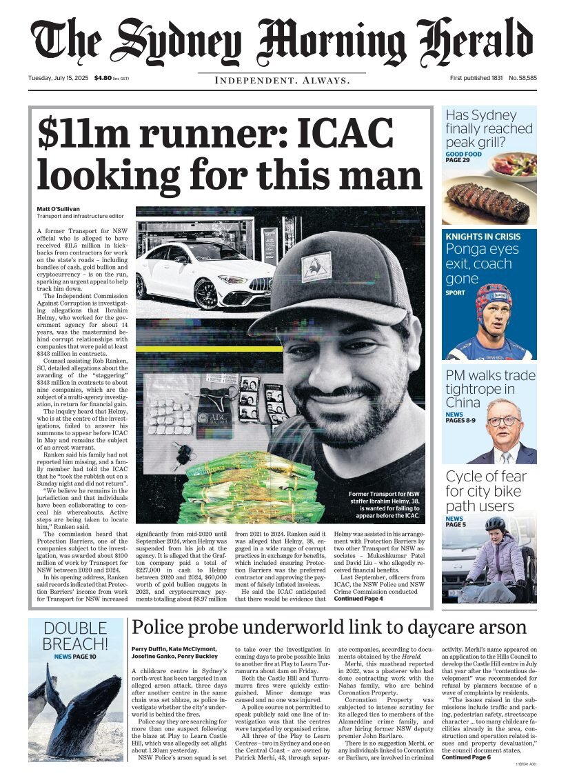 The Sydney Morning Herald - Front Page - 07/15/2025