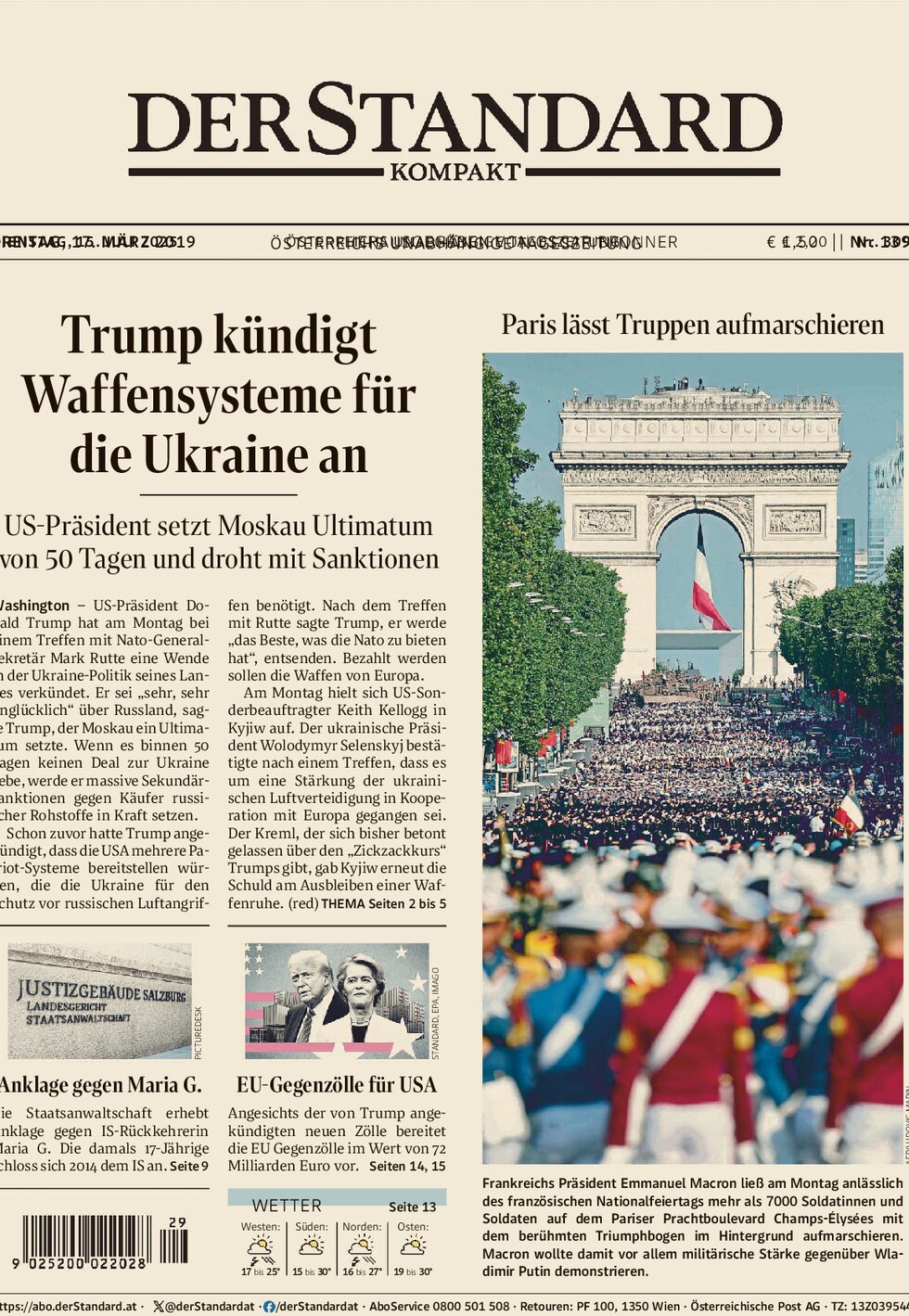 Der Standard - Front Page - 07/15/2025