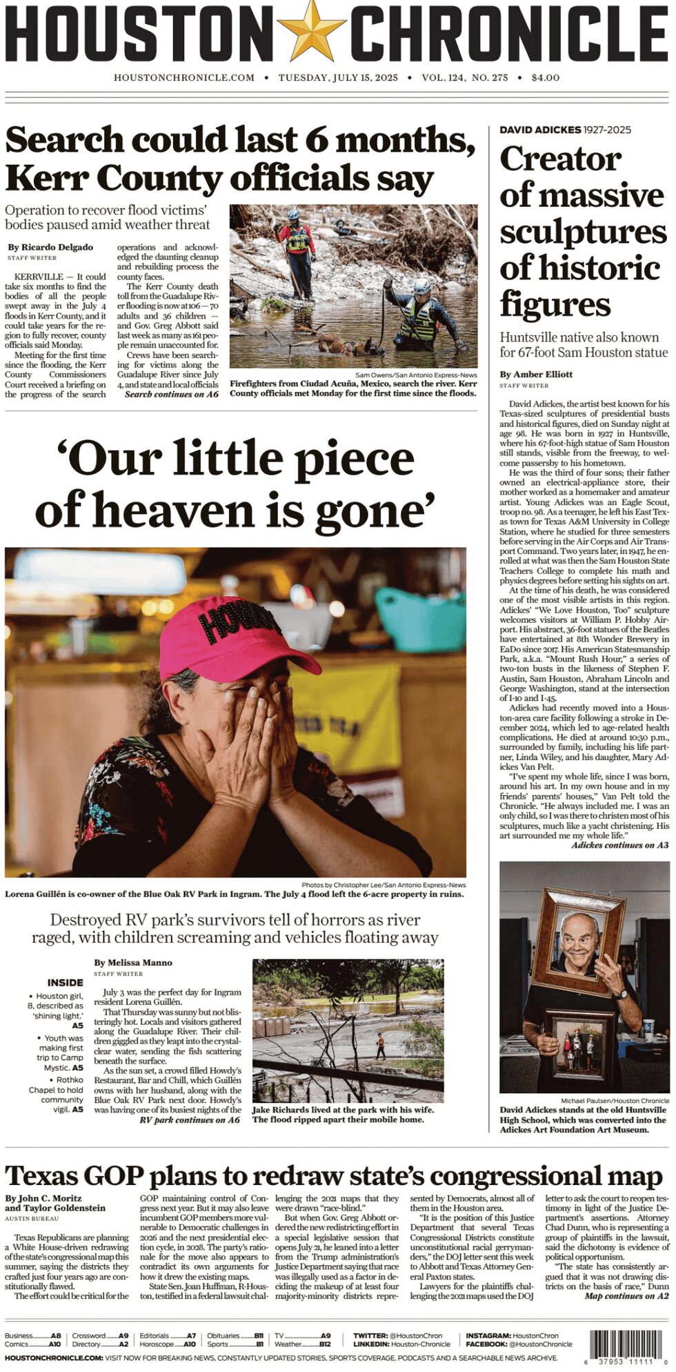 Houston Chronicle - Cover - 07/15/2025