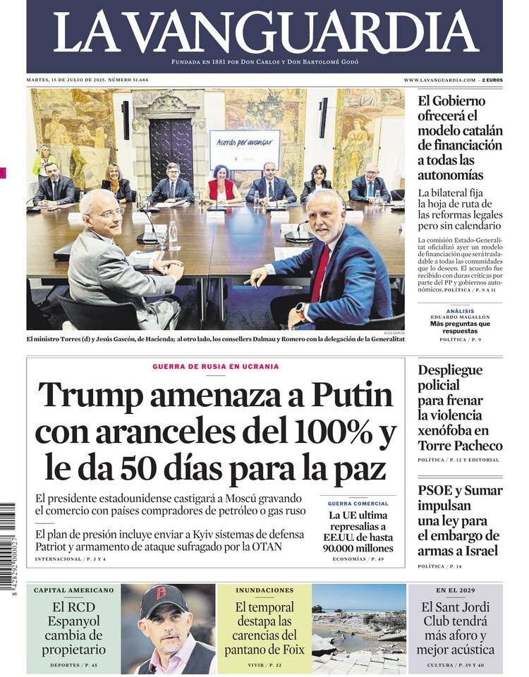 La Vanguardia - Front Page - 07/15/2025