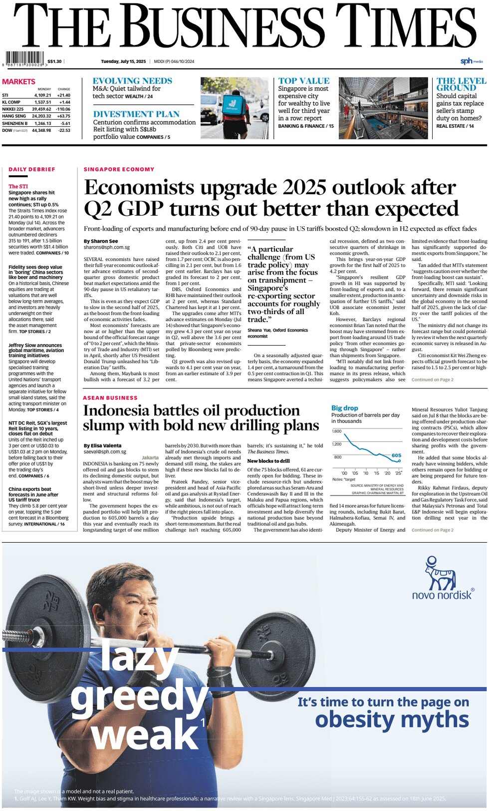 The Business Times (Singapore) - Front Page - 07/15/2025