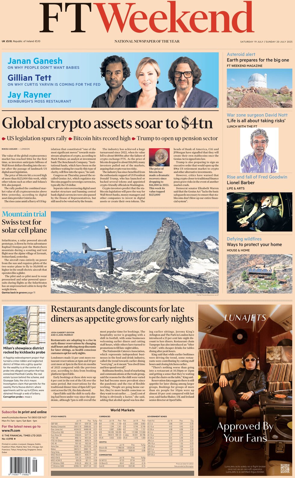 Financial Times - Front Page - 07/20/2025