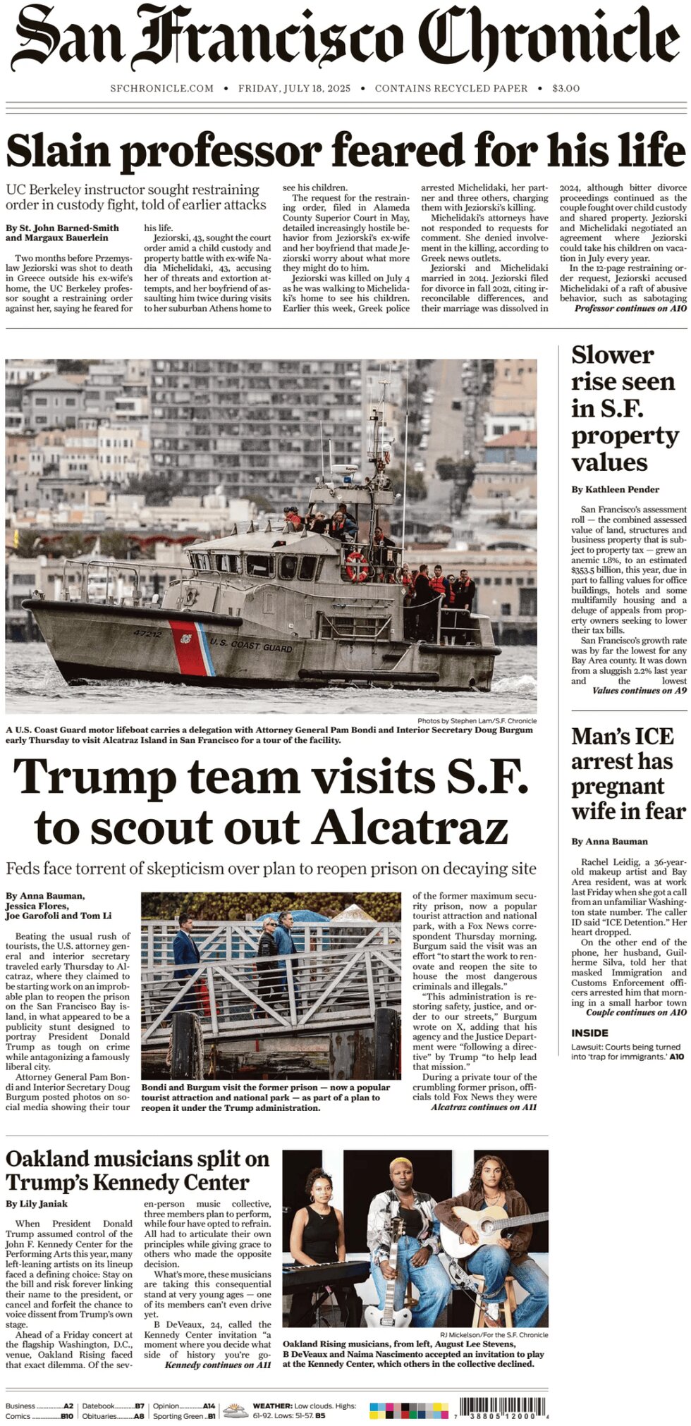San Francisco Chronicle - Cover - 07/18/2025