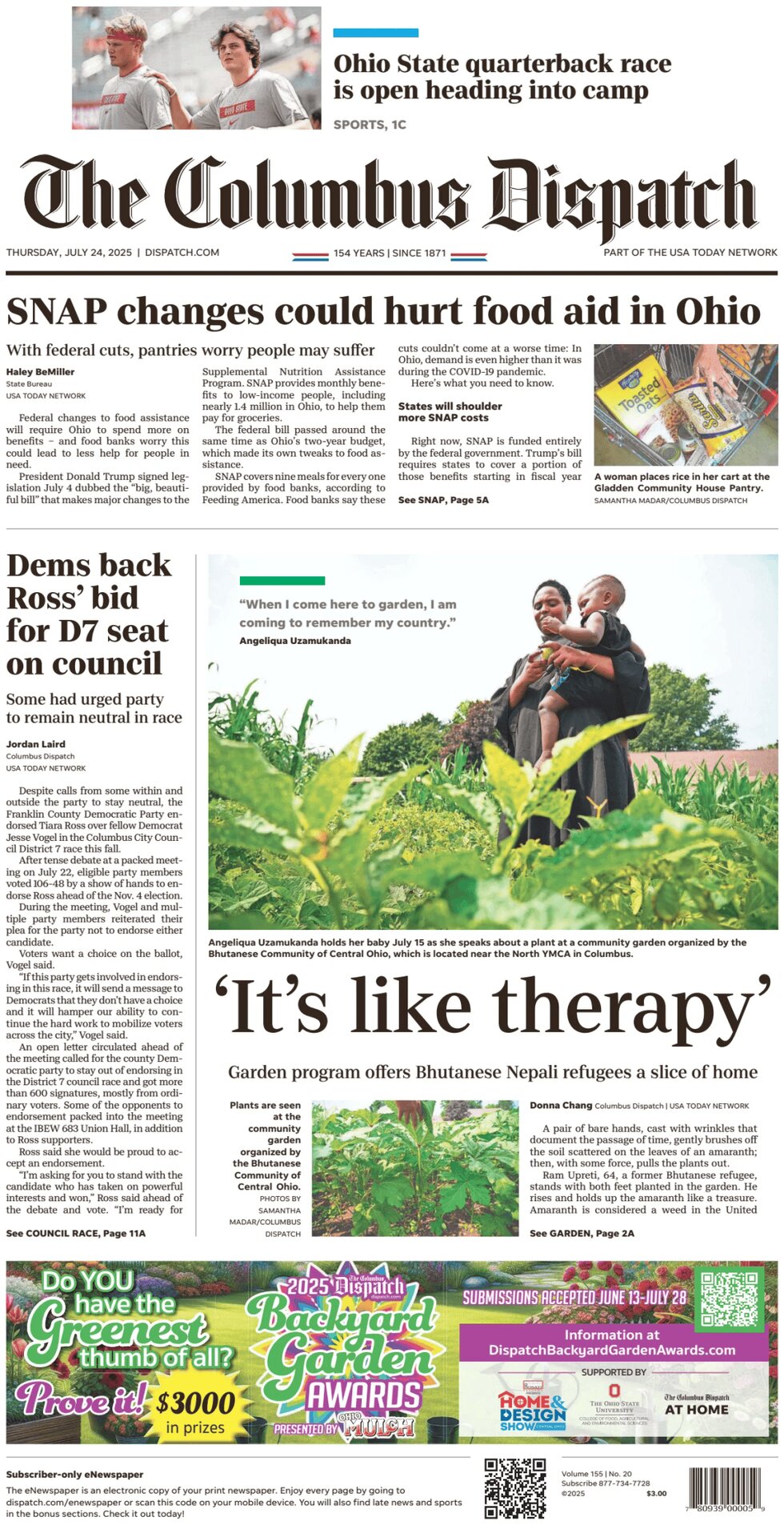 The Columbus Dispatch Today S Front Page 24 07 2025