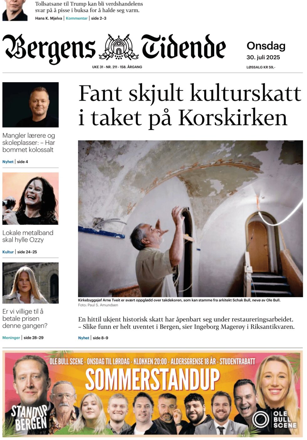 Bergens Tidende - Front Page - 07/30/2025