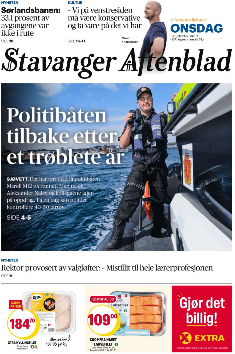 Stavanger Aftenblad - Front Page - 07/30/2025