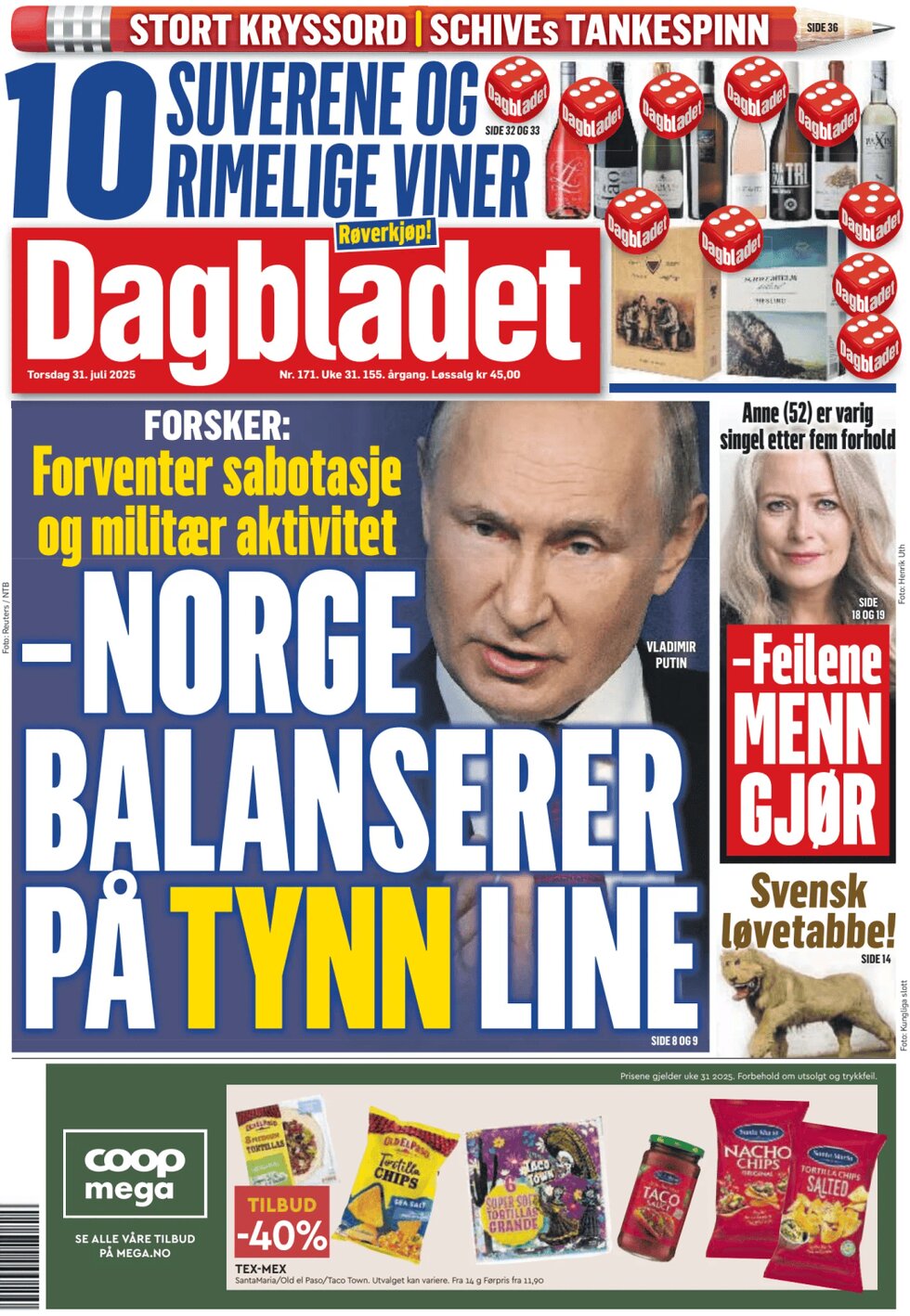 Dagbladet - Front Page - 07/31/2025