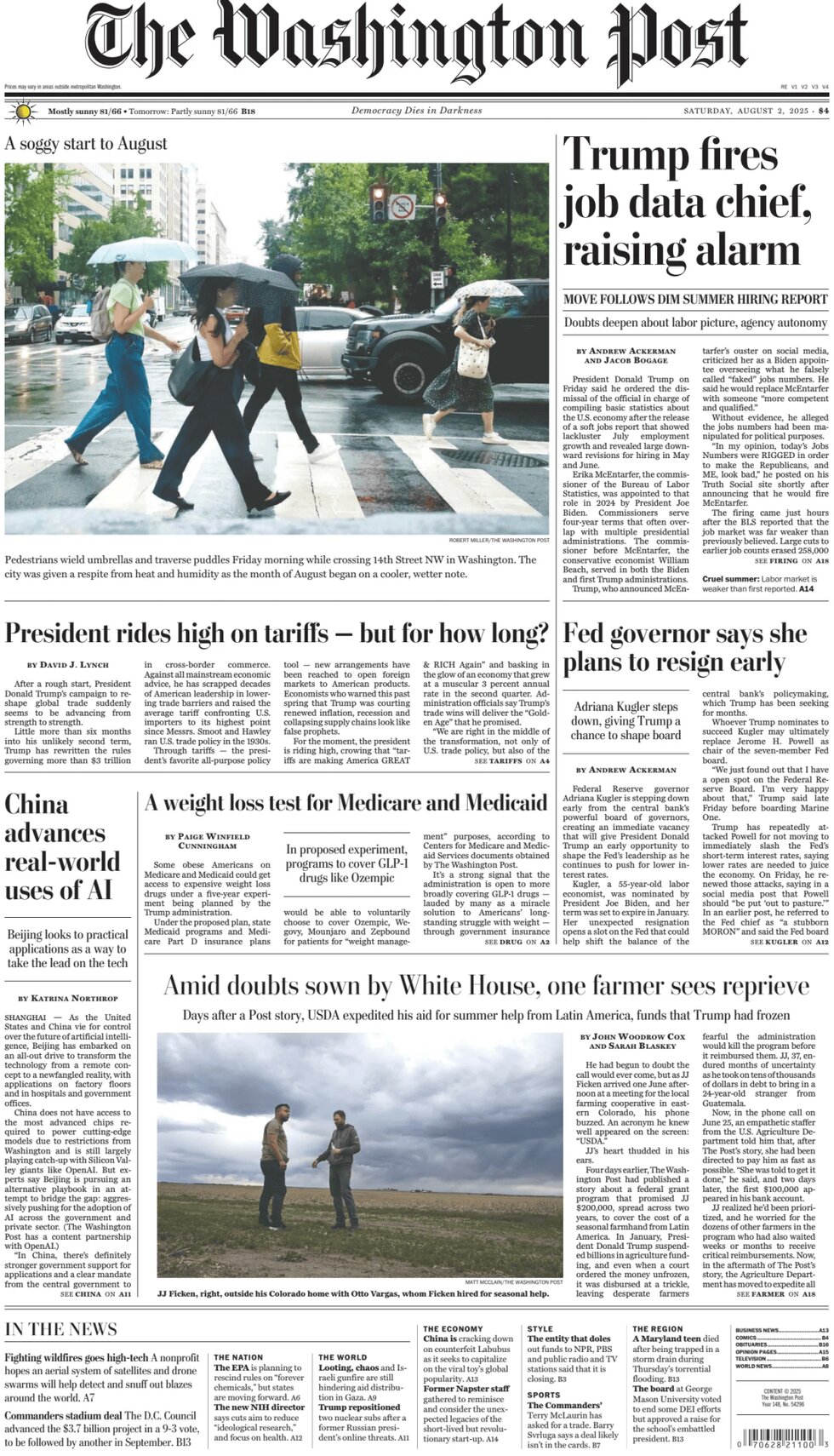The Washington Post - Cover - 08/02/2025