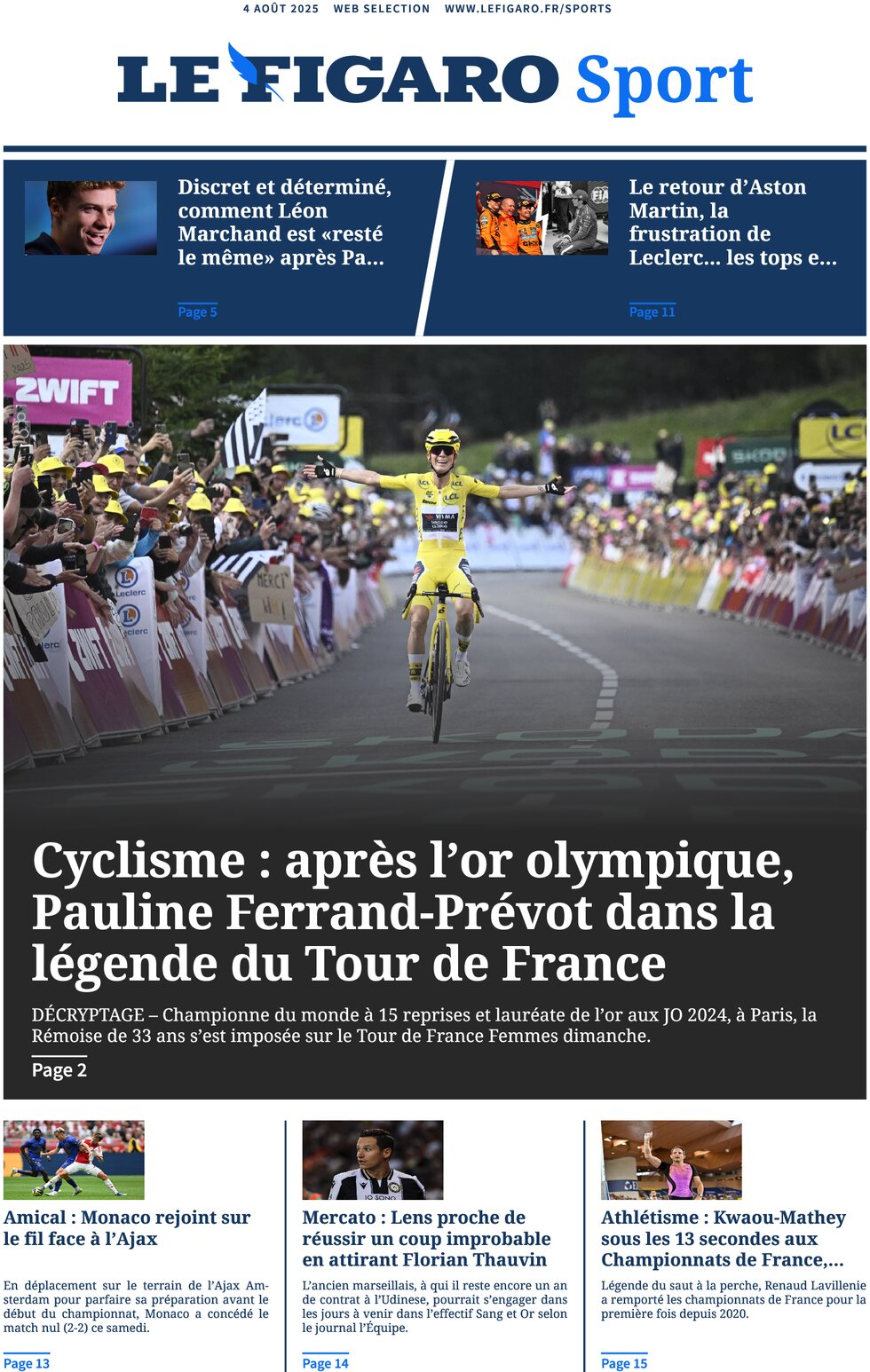 Le Figaro SPORT - Front Page - 08/04/2025