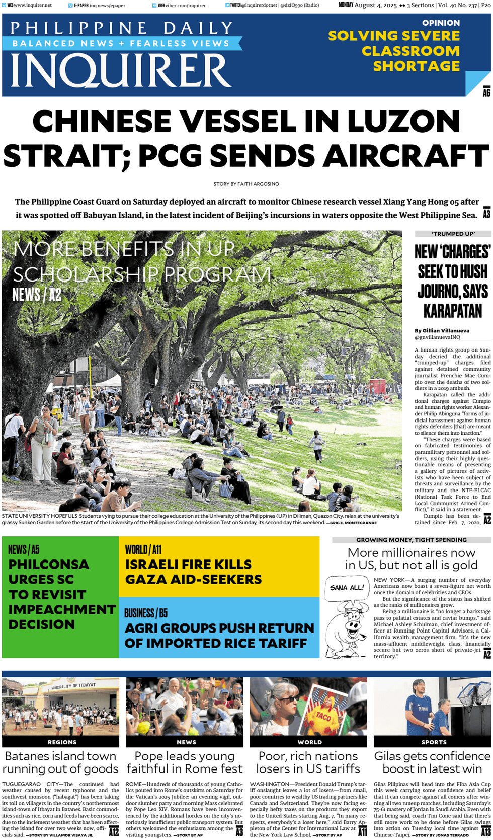 Philippine Daily Inquirer - Front Page - 08/04/2025