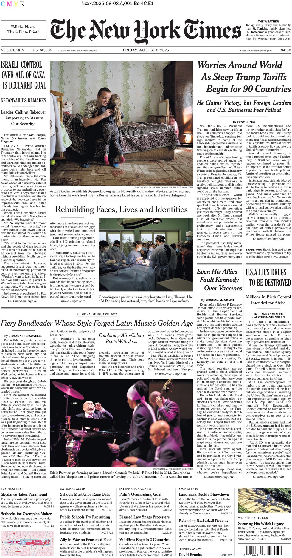 The New York Times - Today's Front Page, 08/08/2025